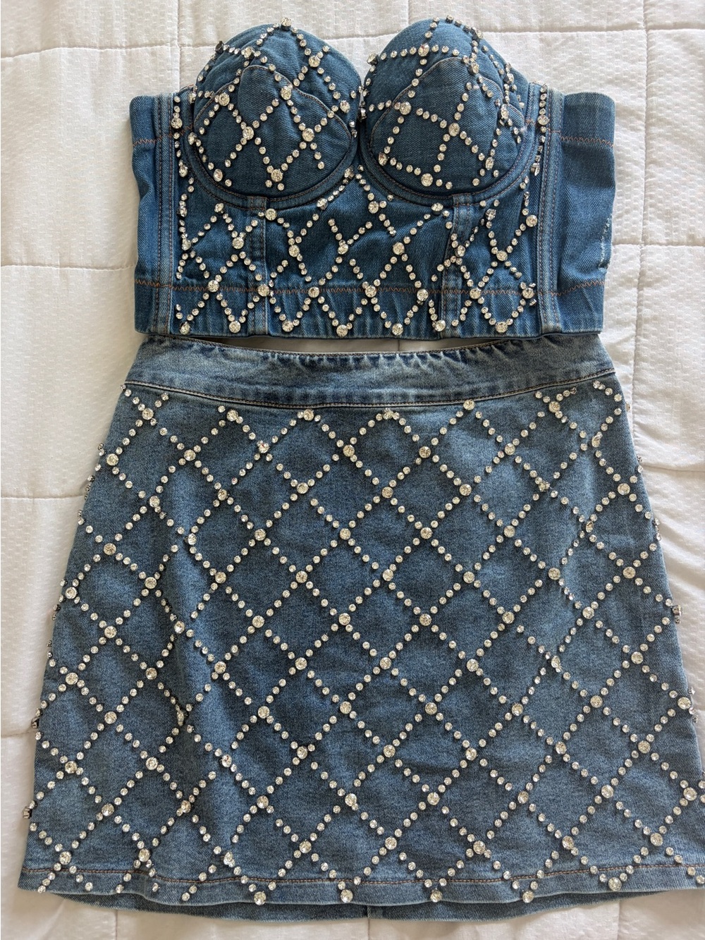 Denim rhinestone set